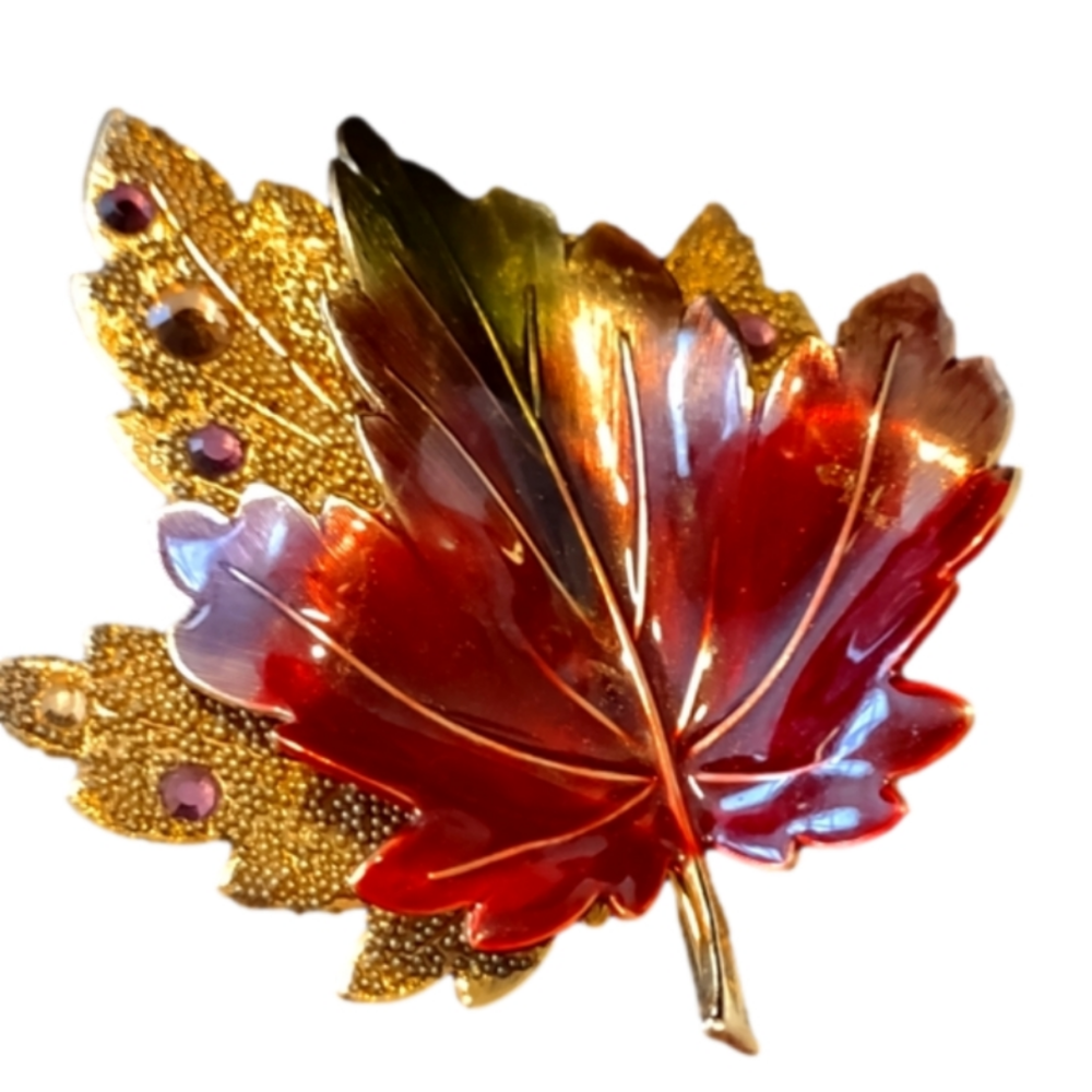 Delightful vintage autumn colors jeweled brooch